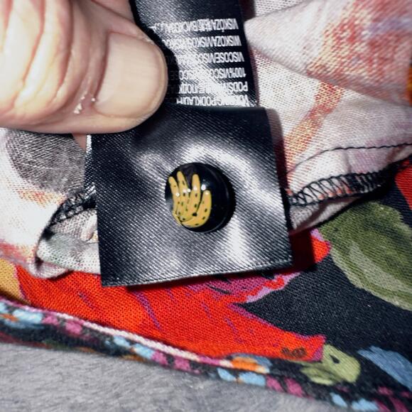 NWT FARM RIO  XL Spring Banana Floral Mini Dress Pleated V-Neck Black Boho - Picture 14 of 16